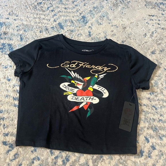 Tops - NWT Ed hardy true till death cropped graphic tee medium